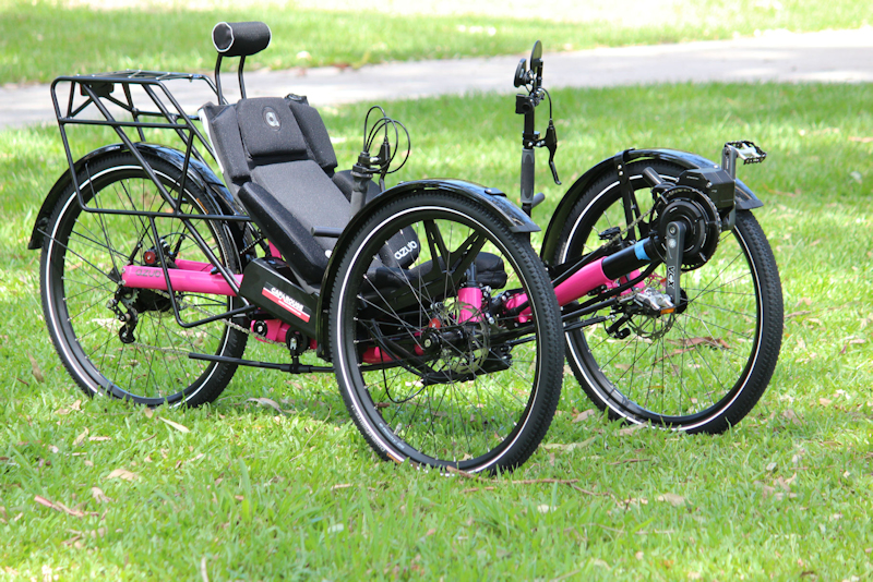 pink azub recumbent trike